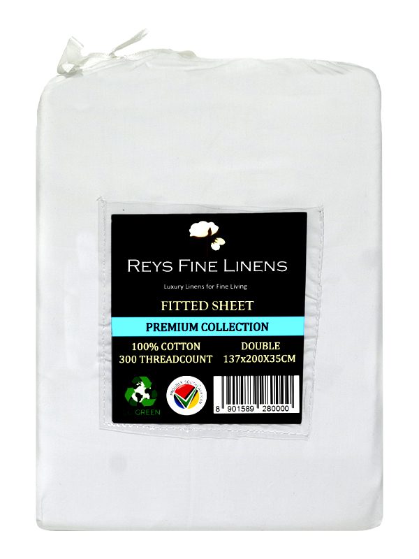 Rey's Fine Linen - Premium Collection - Fitted Sheet-Double-30 Pack