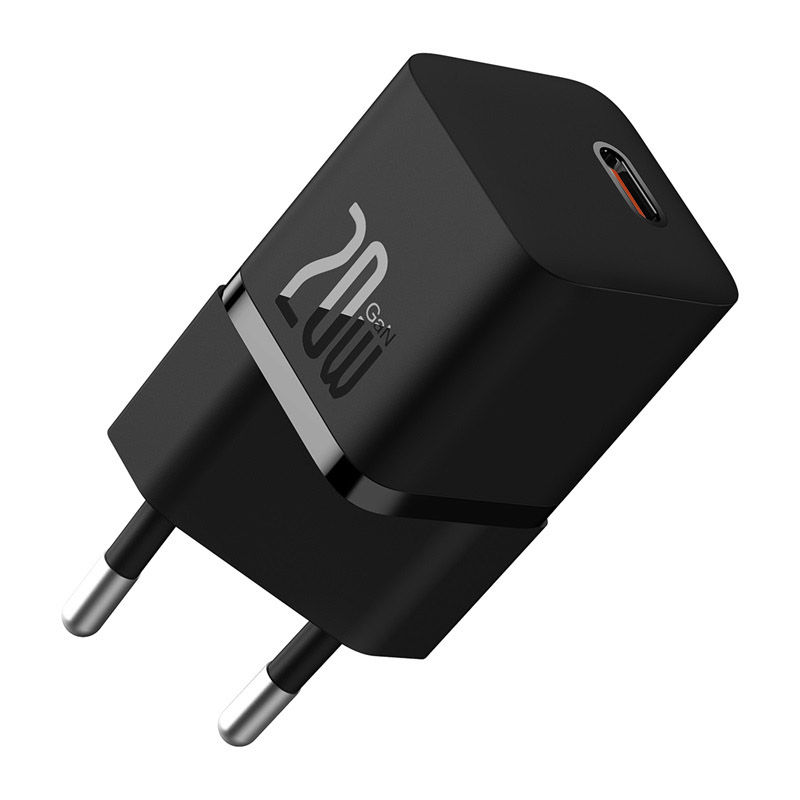 Baseus GaN5 Fast Charger(Mini) 1C 20W - Cluster Black(With: Baseus Dynamic 3 Series Fast Charging Data Cable Type C to Type C 100W 1m - Cluster Black)