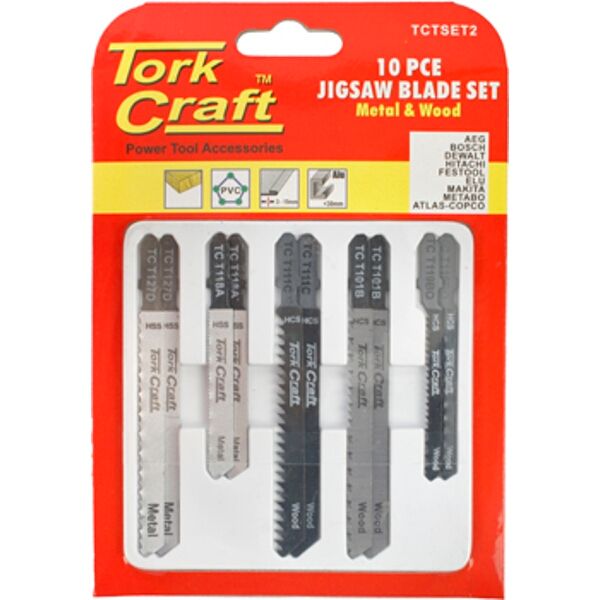 Jigsaw Blade Set 10 Pce For Metal & Wood T - Shank