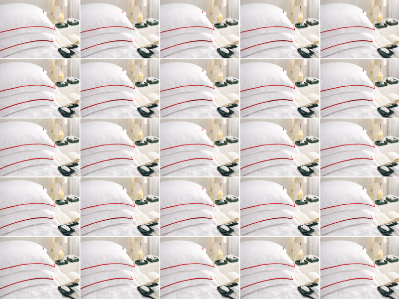 Premium Collection Soft Touch - Oxford Racing Red Satin Stitch Pillow Cover Set - Continental - (30 Sets)