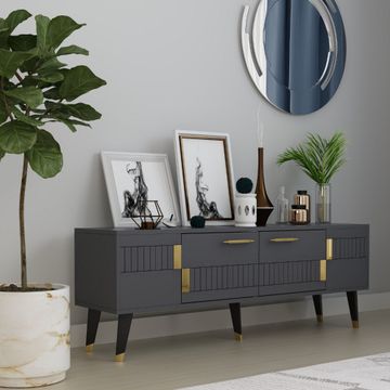 TV Stand Moda - Anthracite, Gold