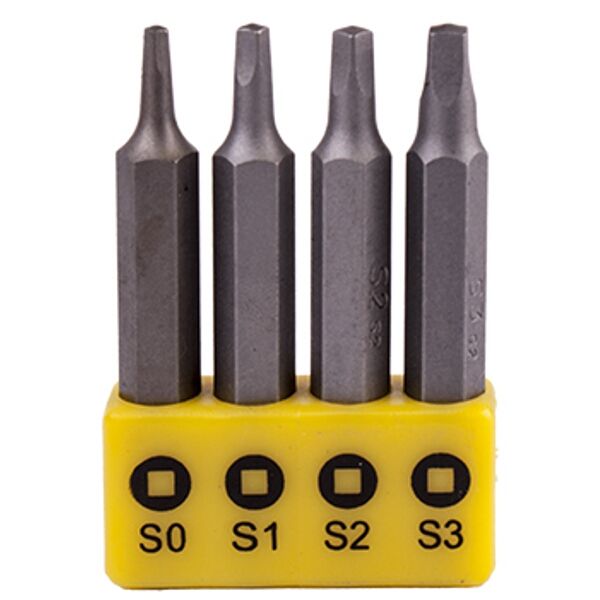 Screwdriver Bit Set Square Recess 4Pce 50Mm Sq0.1.2.3