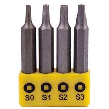 Screwdriver Bit Set Square Recess 4Pce 50Mm Sq0.1.2.3