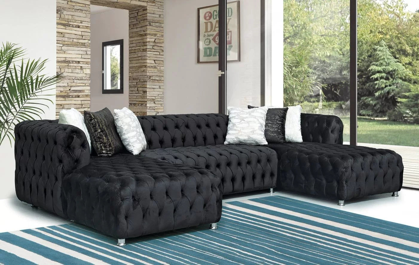 Faraai Velvet U-Shape Chesterfield sofa