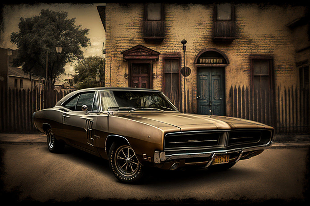 Canvas Wall Art - Dodge Charge Vintage Car 1969 - B1517 - [120 x 80 cm]