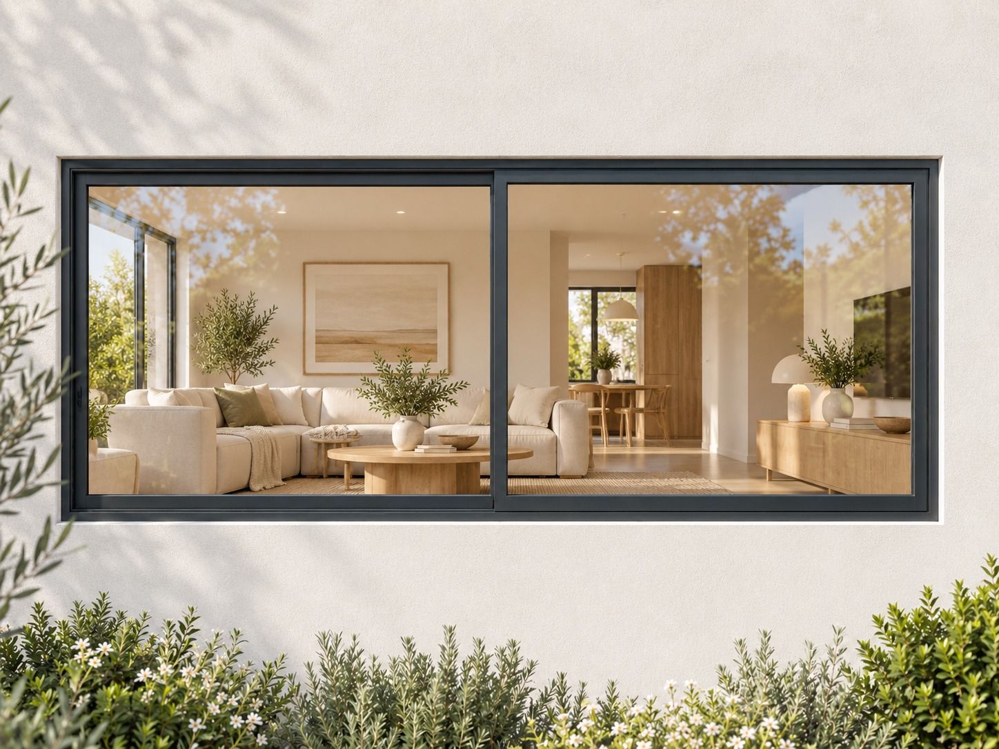 Kenzo Aluminium Sliding Window - Charcoal, 2100 900 mm, Two Sliding Panels
