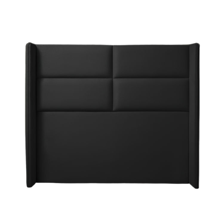 Fira Linear Winged Headboard Queen -Linen Black