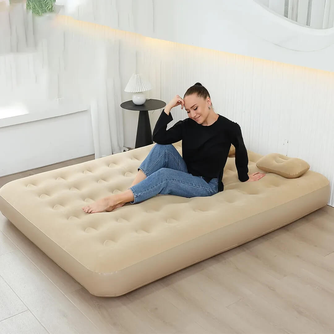 Inflatable Double Air Mattress with Built-in Pump