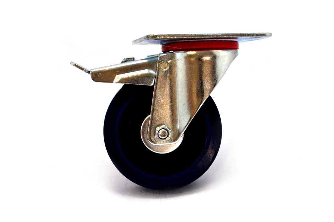 100mm Super Elastic rubber plate swivel brake castor