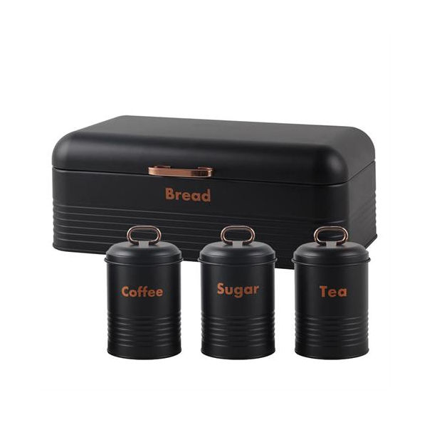 Totally 4pc BreadBin Combo Colour Black & Rose Gold Retail Box Out of Box Failure Warranty