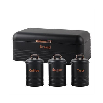 Totally 4pc BreadBin Combo Colour Black & Rose Gold Retail Box Out of Box Failure Warranty