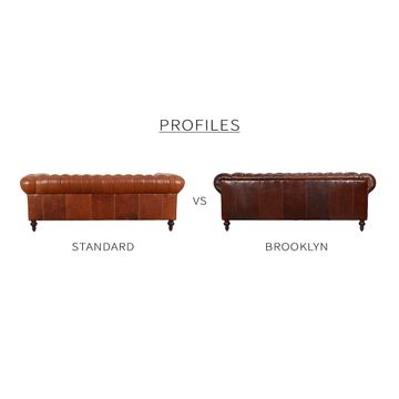 Classic Chesterfield 3 Seater Genuine Leather Sofa - Piccadilly Cognac