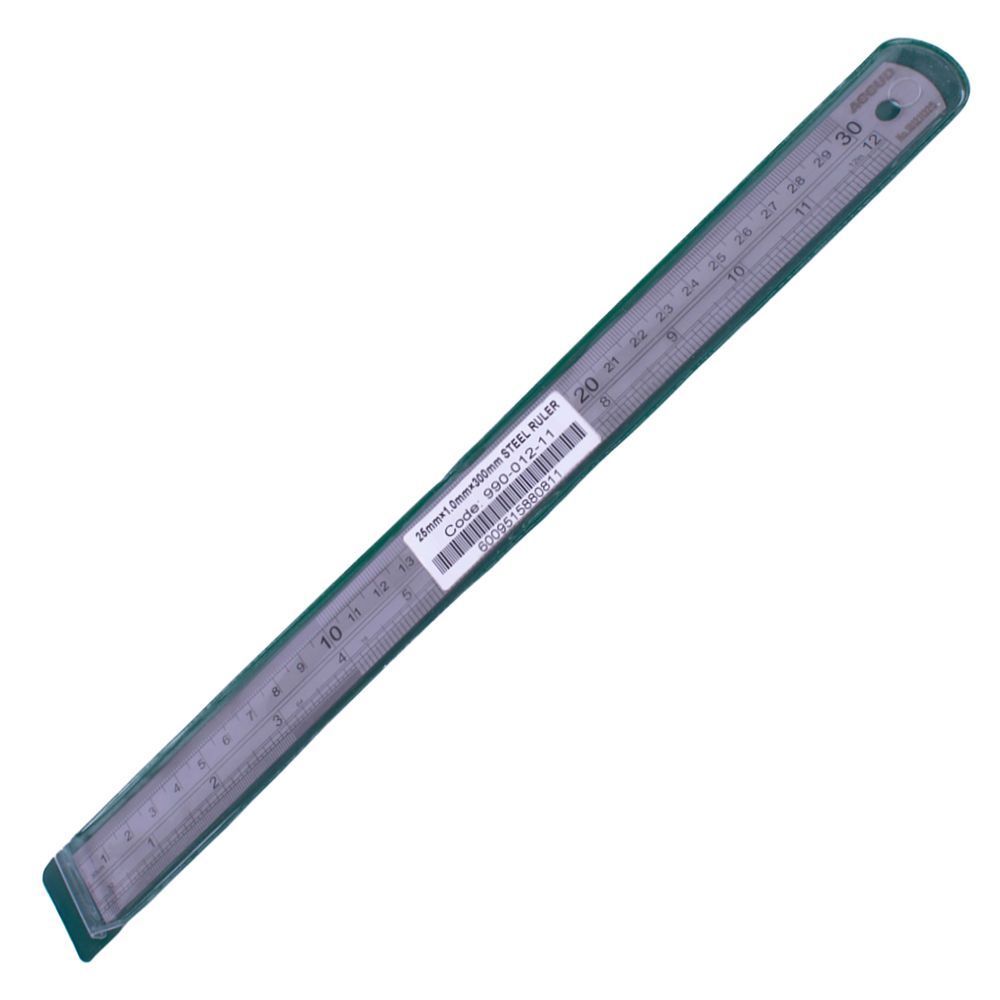 ACCUD - S/Steel Ruler 25mm x 1.0mm x 300mm Acc.011mm - 2 Pack