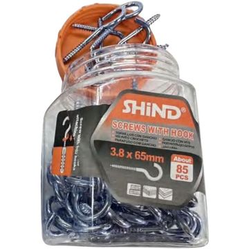 Shind 85-Piece 3.8x65mm Silver Screws With Hooks - Versatile