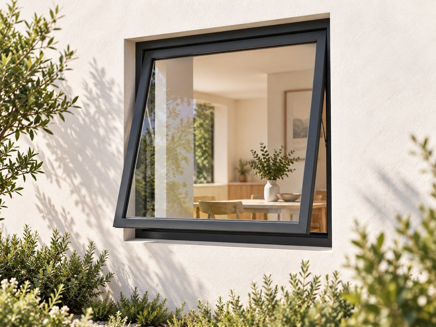 Kenzo Premium Top-Hung Aluminium Window - Charcoal, 600 900 mm, Single Full-Height Opener, Clear Glass