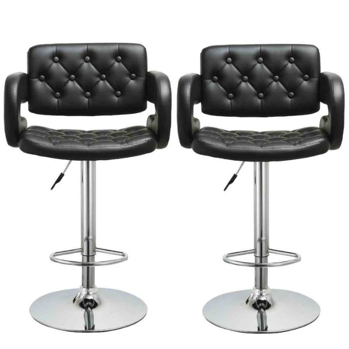 Bar Stools / Kitchen Counter Breakfast Chairs - 2 Pack - Black
