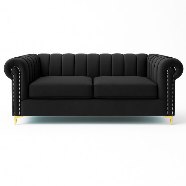 Latina 2 Seater Stripe Couch - Black