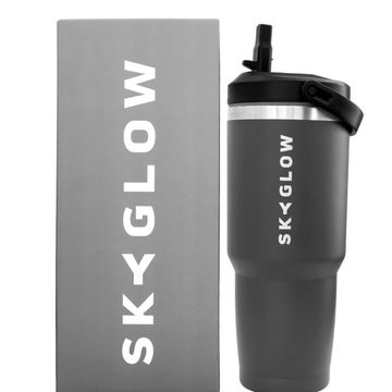 SkyGlow -Stainless Steel Tumbler with Straw, Vacuum Insulated Water Bottle - Graphite Grey