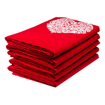 Bunty's Kitchen Towel - Design 2643 - 041x072cms - (05 Pc Pack) - Heart - Racing Red