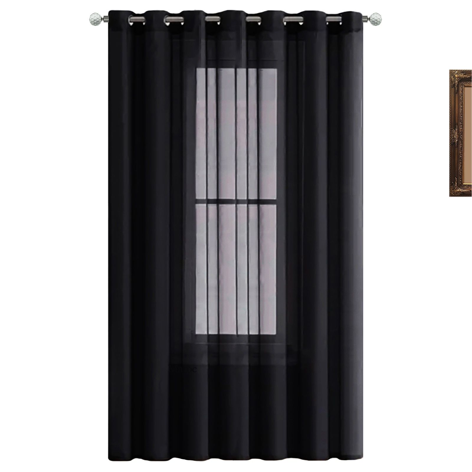 Matoc Designs Curtain - Mystic Voile - Black - Eyelet - 140cm W x 221cm H