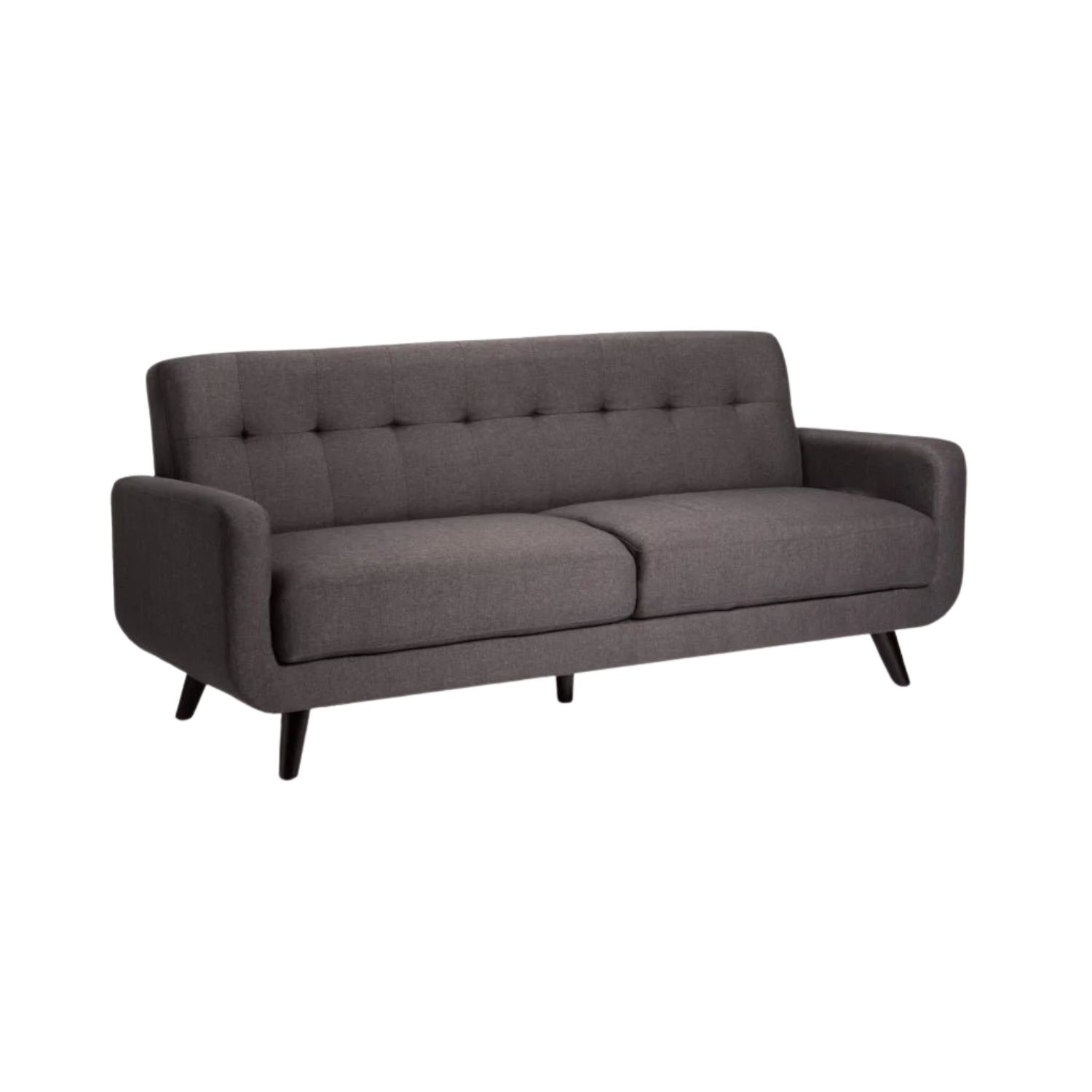 3 Seater Fabric Sofa with Comfortable Cushioning - Dark Grey/Dark Leg