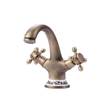 TBTF001- Floral and brass basin mixer