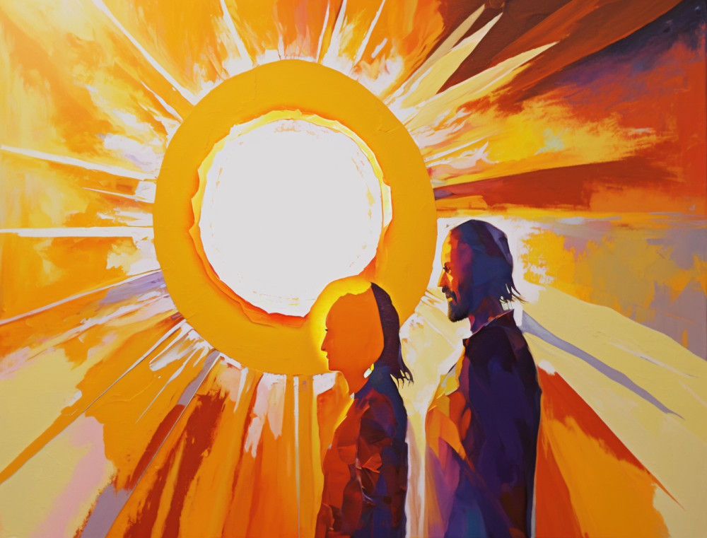 Canvas Wall Art - Canvas Wall Art: Radiant Love Light Painting  - B1348 - [120 x 80 cm]