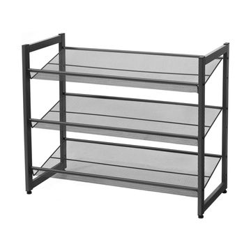 STACKABLE 3-TIER METAL SHOE RACK, ADJUSTABLE DESIGN, FITS 9-12 PAIRS