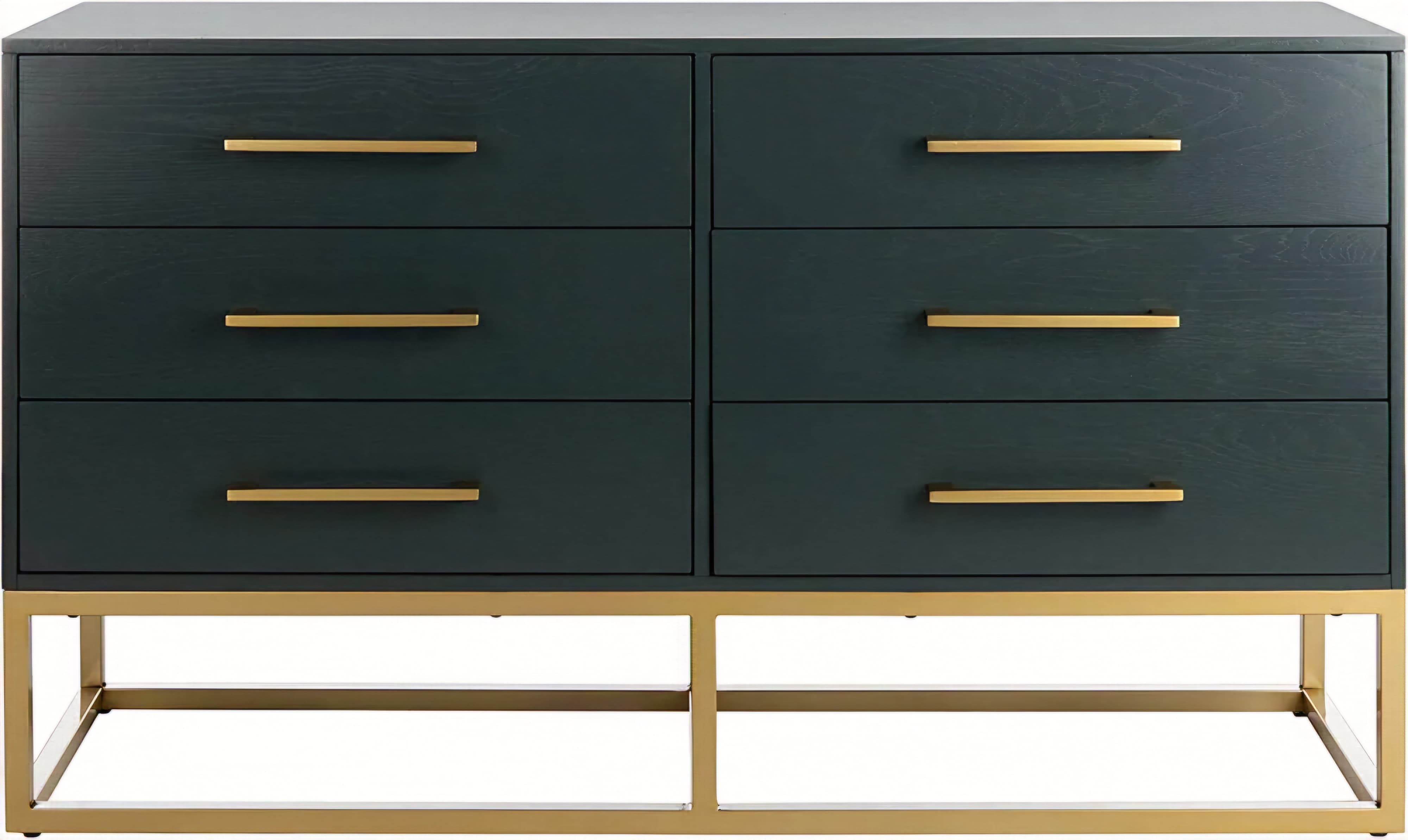 ZHi Teal and Gold 6 Drawer Dresser