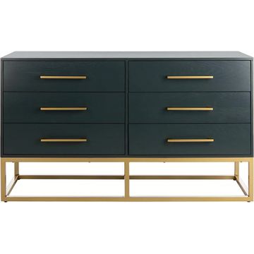 ZHi Teal and Gold 6 Drawer Dresser