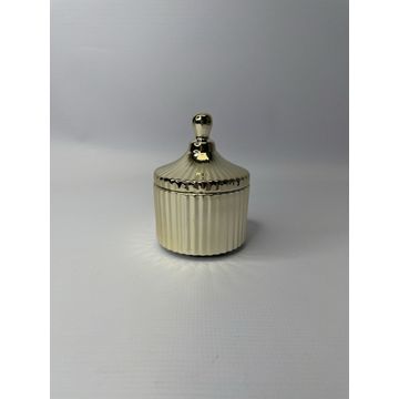 HAMMERED BUCKET WITH LID GOLD 9X9X12CM