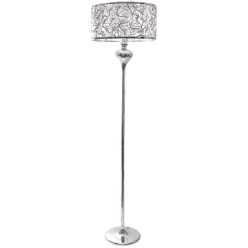 Polished Chrome Standing Lamp with Silver Patterned Shade 1 x On / Off Foot Switch