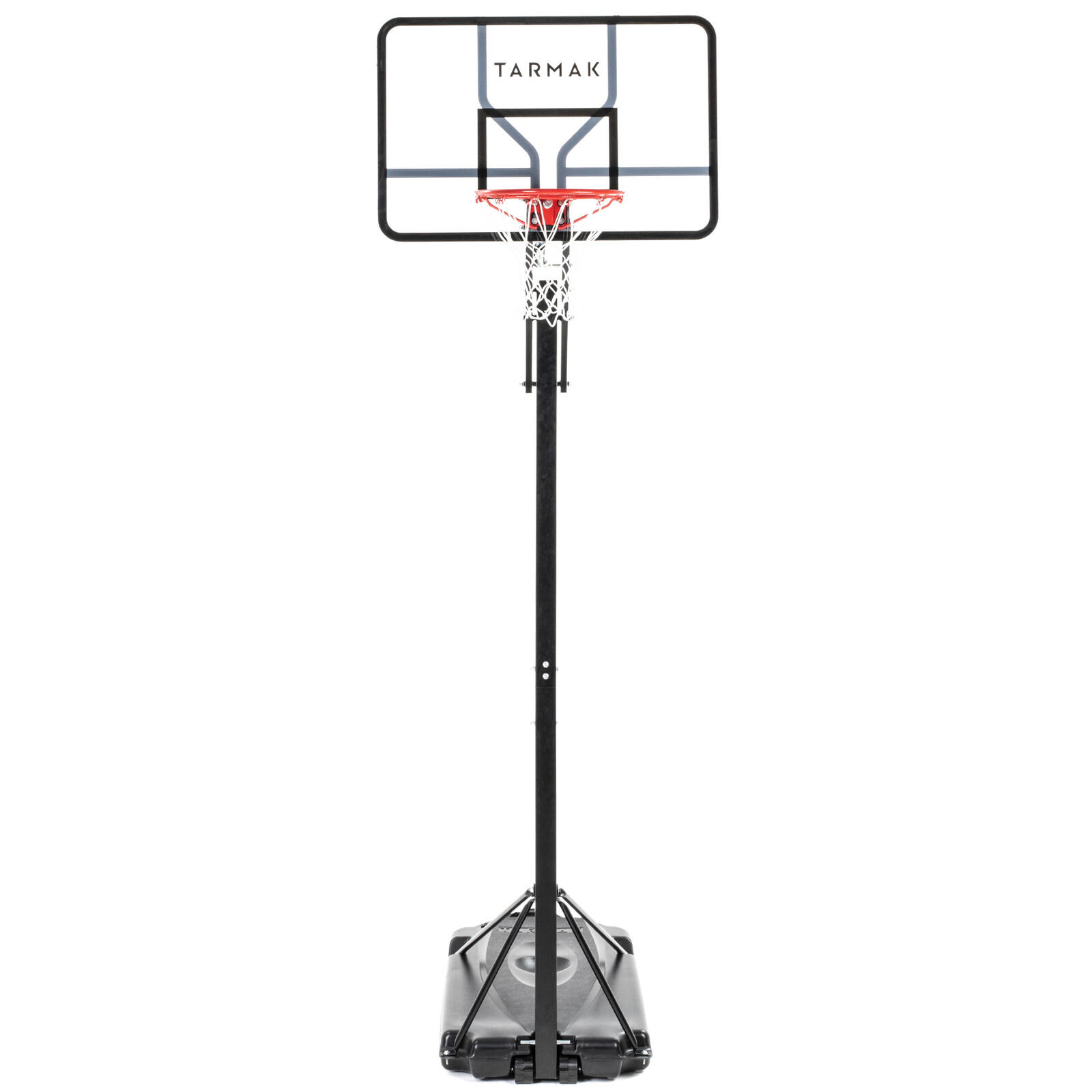 Pro basketball hoop stand black adjusts from 2.2m to 3.05m