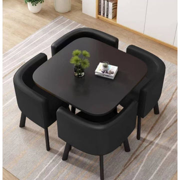 Modern Marble Top (MDF)Dining Table and Chairs Set 5pc (BLACK)