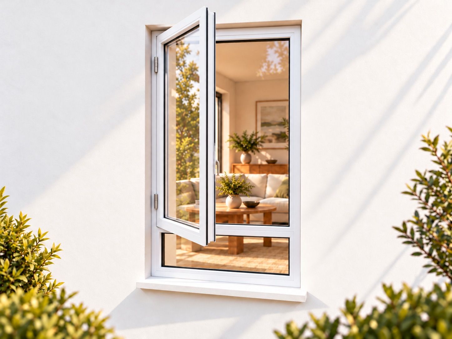 Kenzo Premium Side-Hung Aluminium Window - White, 600 1500 mm, Left Side Opener with Fixed Bottom Pane