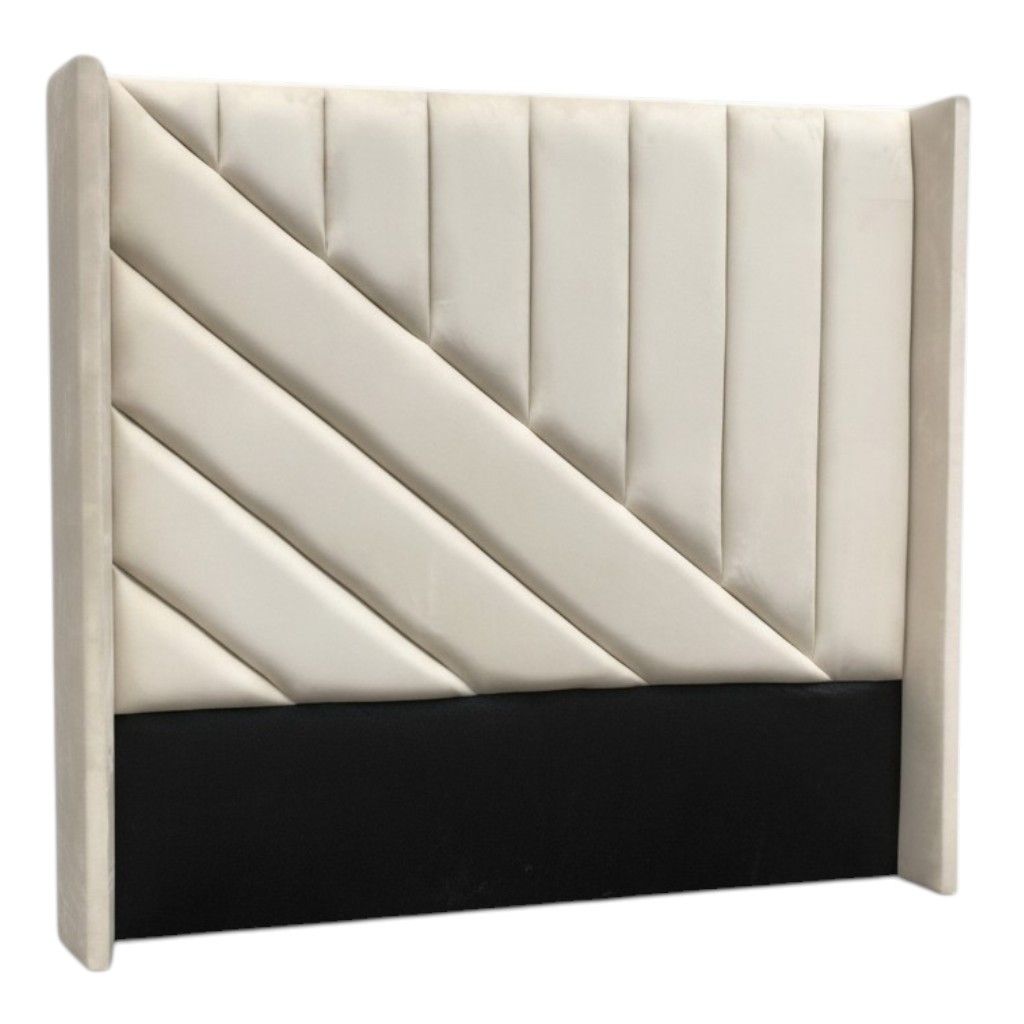 Nu Dekor - Siena Velvet Paneled Tufted Headboard - Double - Cream