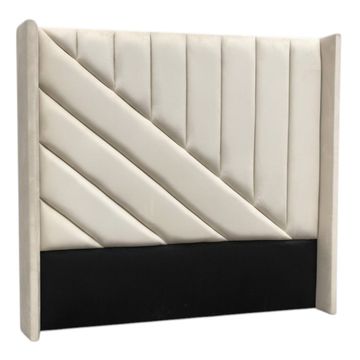 Nu Dekor - Siena Velvet Paneled Tufted Headboard - Double - Cream