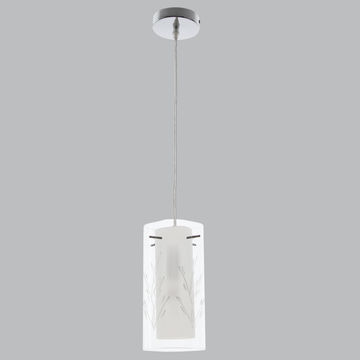 Polished Chrome Pendant with Clear Patterned Outer Glass and White Inner Glass