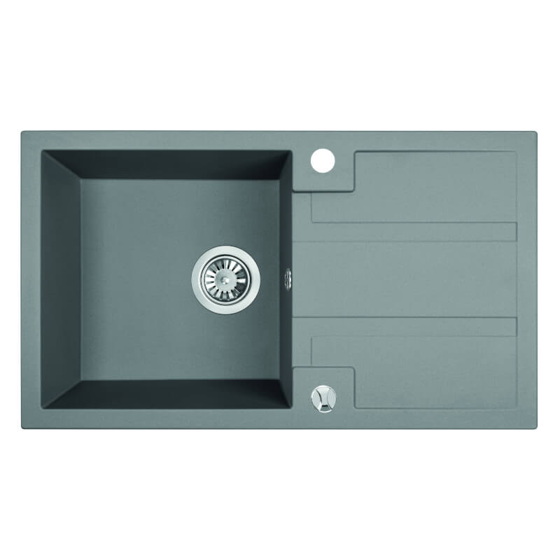 Laveo Barbados Granite Sink 1 Bowl with Drainer - Grey