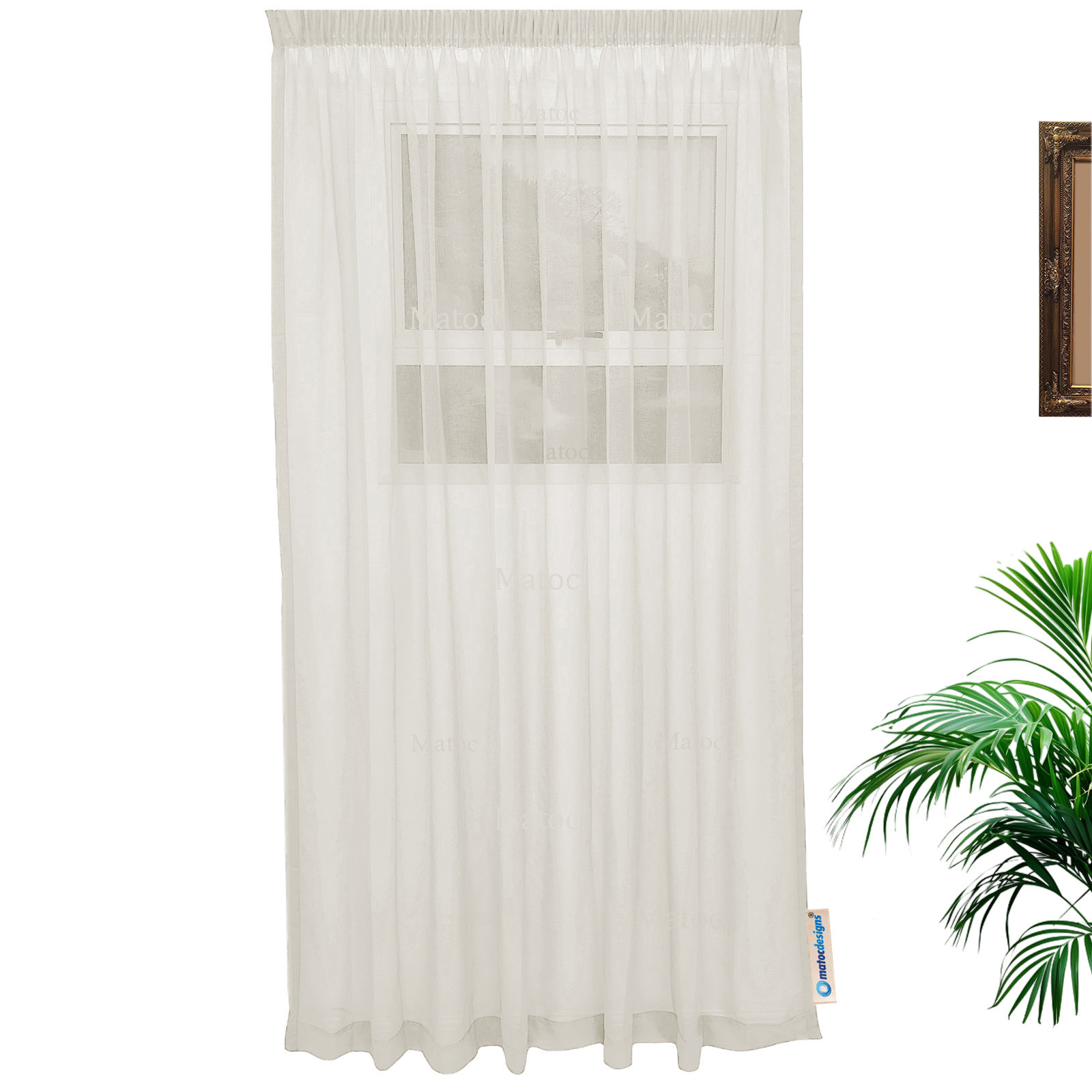 Matoc Designs Curtain -Mystic Voile -Cream -Taped - 140cm W x 250cm H