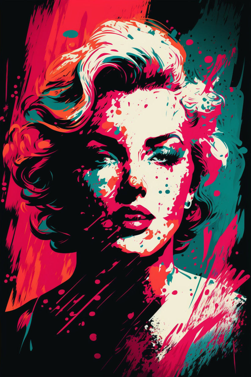 Canvas Wall Art - Marilyn Monroe Abstract Painting - B1538 - [120 x 80 cm]