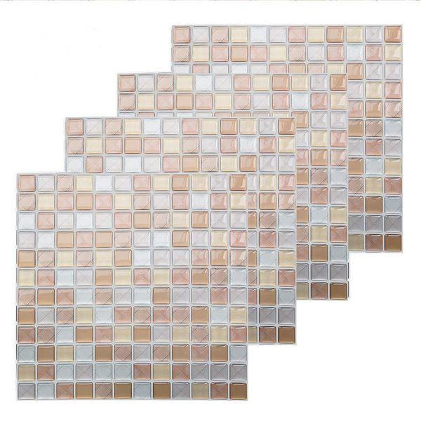 4Pcs 3D Self Adhesive Backsplash Tile Sticker