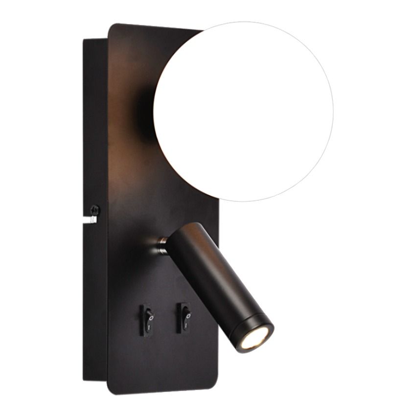 Metal Wall Bracket with Opal Plastic Cover and 2 Switches
