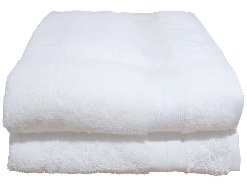 Bunty's Plush 450GSM 90x150cms Bath Sheets - Optical White (2pc Pack)