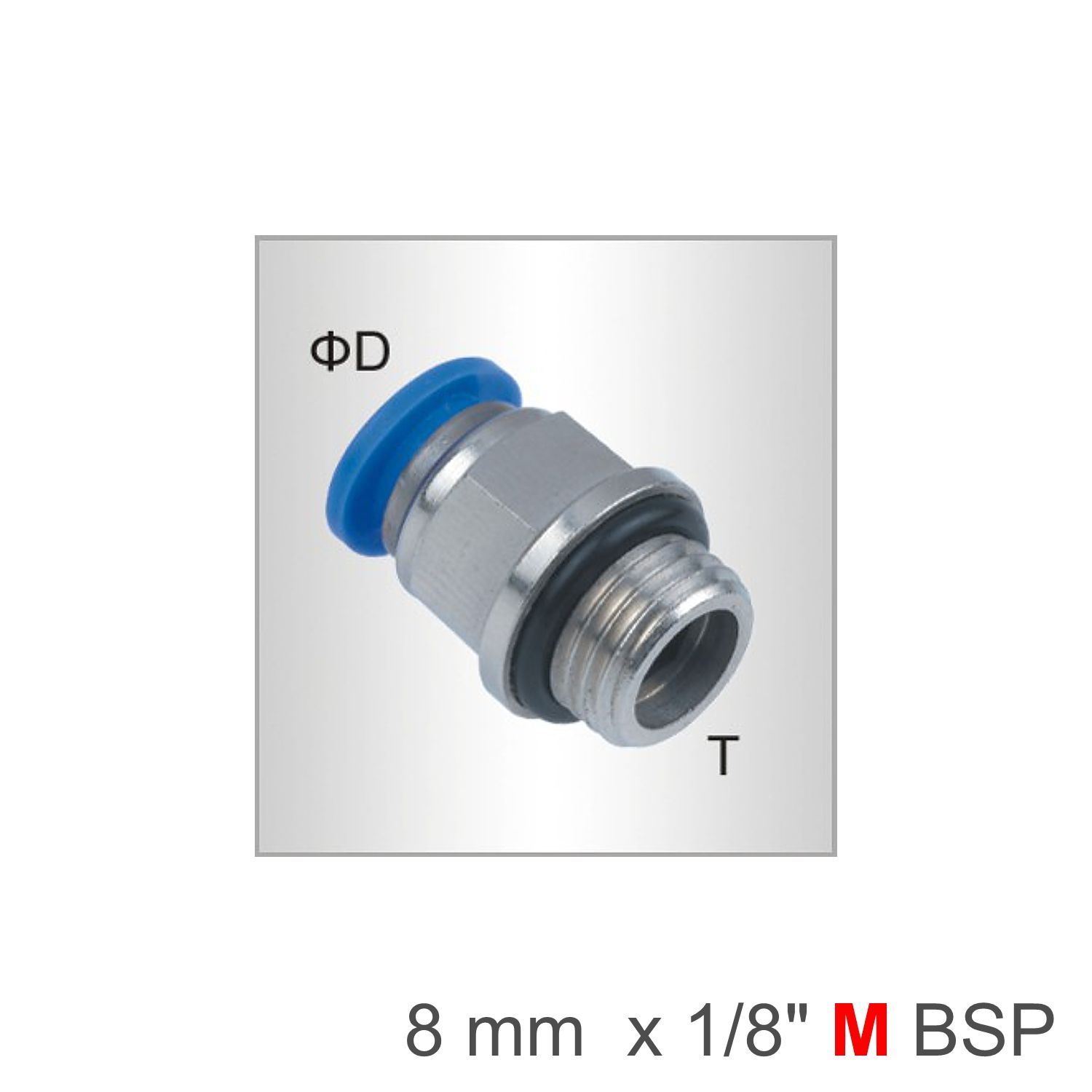 PU FITTING STR. STUD W/O-RING 14MM-1/2' M