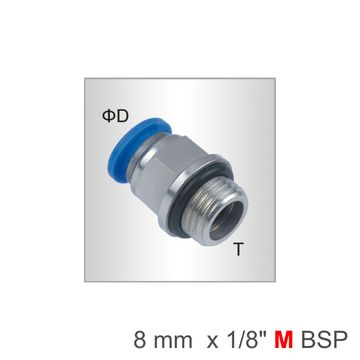 PU FITTING STR. STUD W/O-RING 14MM-1/2' M