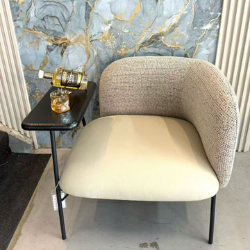 Sabrina Occasional Chair with Integrated Side Table-Cream