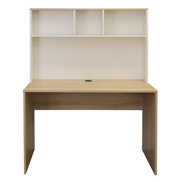 Denver Office Furniture | Rectangular Desk with Storage Shelves | Washed Shale & White