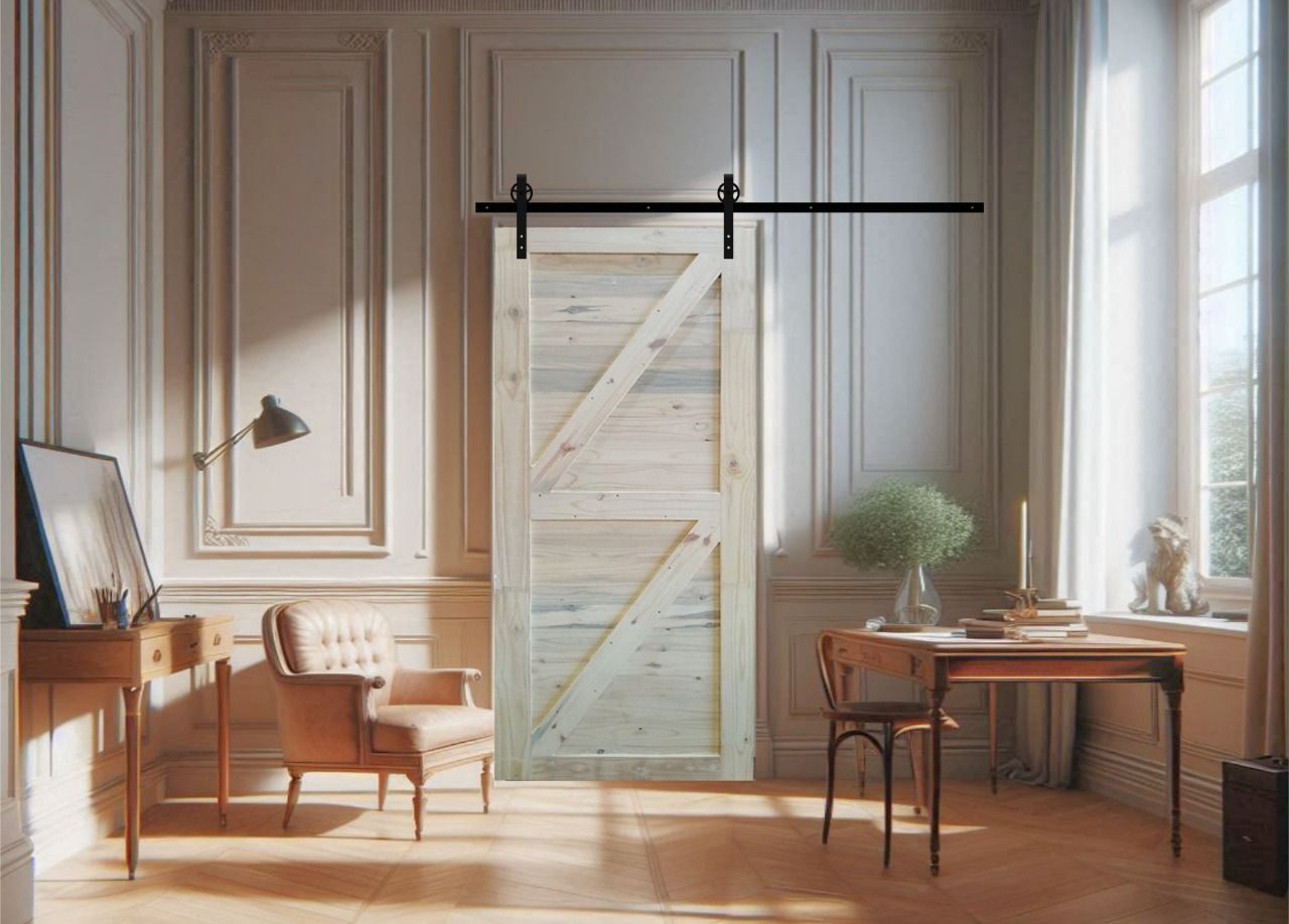 Z Brace Pine Barn Door- Interior Barn Sliding Door Including Mechanism -  920mm(L) x 2100mmm(H) x 36mm(W)