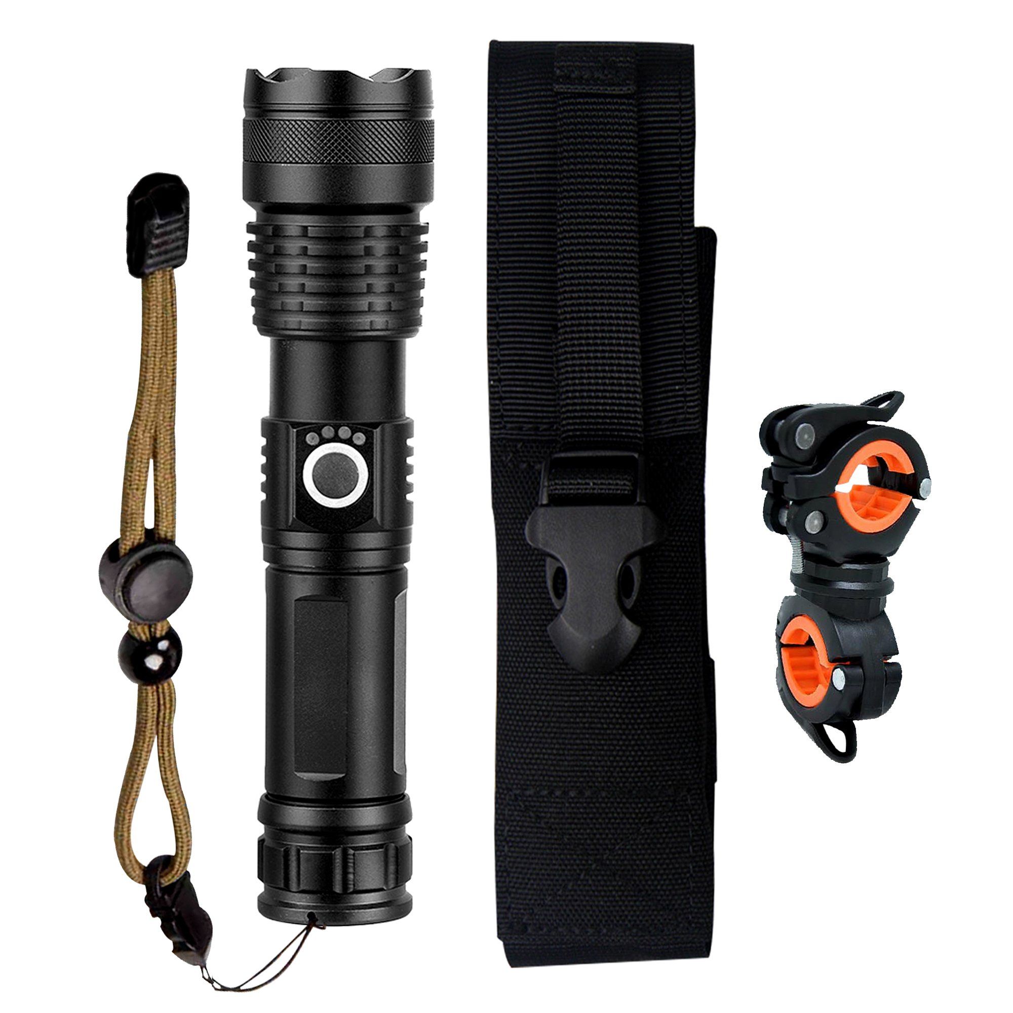 Rechargeable Zooming Flashlight Torch With Bicycle Mount